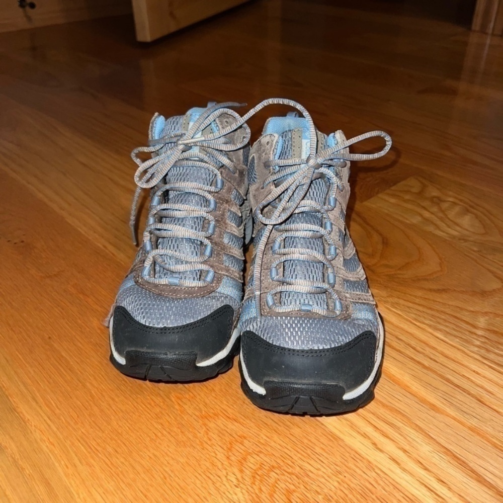 Columbia Women’s Armitage lane mid waterproof grey steel blue sky and brown hiki - Picture 2 of 7